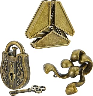 Brain Teaser Puzzles- 3 PCS Metal Puzzles Kit Metal Cast Puzzle Games Toys Unlock Interlock Puzzles Box Mind IQ Logic Test Disentanglement Games Toys for Adults School WP140A