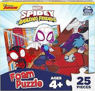Spin Master Games, Marvel Spidey and His Amazing Friends Puzzles, Squishy Foam Puzzle, 25 Pieces, Spiderman Toys, for Ages 4 & Up