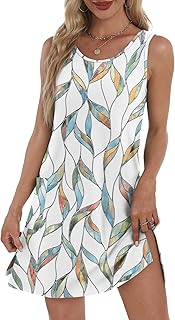 Coverup Summer Dresses for Women 2026 Eyelet Casual Loose Sleeveless Sundresses Tank Dresses with Pockets