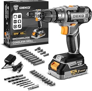 Power Drill Cordless: DEKOPRO Cordless Drill 20V Electric Power Drills Set Tool Drills Cord-less Set with Battery and Charger