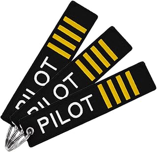 Pilot Keychain Tag with Key Ring, 3 Pack Flag Keychain for Motorcycles, Scooters, Cars, Gifts and more-Pilot