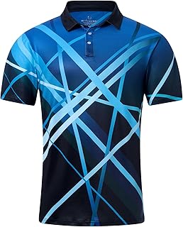 uideazone Mens Golf Shirt Dry Fit Athletic Polo Shirts Moisture Wicking Performance 3D Print Short Sleeve