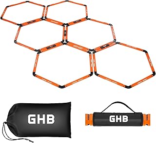 GHB Hex Agility Rings Speed Rings with Carrying Bag 6 Set Portable Hexagon Rings, Agility Ladder for Agility Footwork Training
