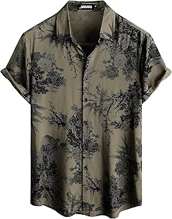 Mens Hawaiian Shirt Short Sleeve Button Down Tropical Shirts Casual Floral Summer Beach Shirt