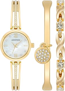 Women's Crystal Accented Watch and Bracelet Set