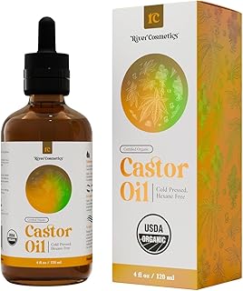 Organic Castor Oil, Cold Pressed in Glass Bottle for Naturally Nourishing Hair Care and Skincare, USDA Certified Organic 100% Pure Castor Oil, Hexane Free, 4 Fl Oz.