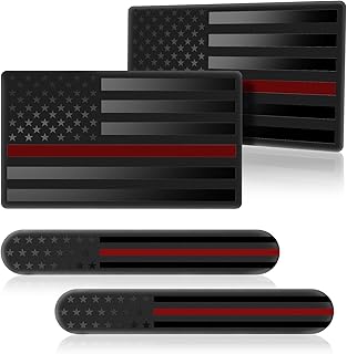 3D Metal American Flag Decal, Black USA Flag Emblem Sticker for Car, Truck, SUV, Motorcycle, Patriotic Car Badges, Bumper, Window, Fender Accessories (Black Red)