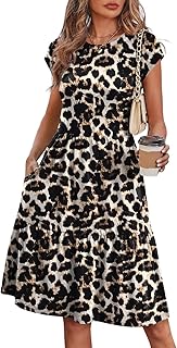 Summer Dresses for Women 2026 Cap Sleeve Casual Sundresses Floral Tiered Swing Fashion Beach Vacation Dress