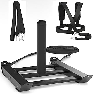 Moricher Weight Sled with Harness, Heavy Duty Fitness Strength Training Sled Workout Sled for Athletic Exercise and Speed, Suitable for 1" and 2" Weight Plates