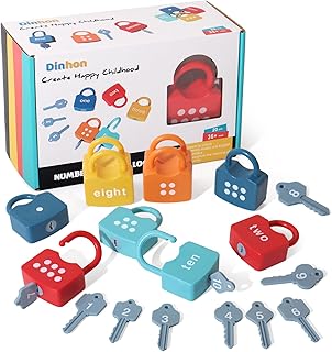 Dinhon Kids Learning Locks with Keys Numbers Matching & Counting Montessori Educational Toys for Ages 3 4 5 Boys and Girls Preschool Games Gifts