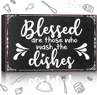 Wooden Farmhouse Kitchen Decor Black And White Modern Kitchen Wall Decoration Rustic Decorative Funny Tray Art For Shelf Home Cabinets Coffee Counter