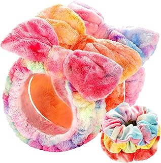 LEOBRO Spa Headband, 6pcs Makeup Headbands and Hair Scrunchies, Bow Skin Care Headband for Washing Face for Women Teen Girls, Hair Bands, Easter Basket Stuffers Valentines Galentines Day Gifts