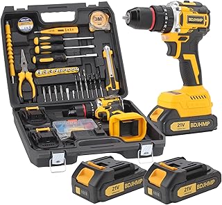 3/8" Brushless Compact Drill Tool Set, 85N.m 21V Cordless Drill Box with 2 * 2000mAh Battery, 782 In-lb Tool Set,DIY Hand Tool Kits for Daily Home Repair