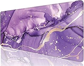 Desk Mat, 32" x 12" XXL Extended Large Gaming Mouse Pad, Desktop Decor Desk Pad, Cute Men Women Office Supplies and Accessories, XL Mouse Mat for Laptop & Keyboard, Purple Marble