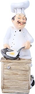 Cyrank Cooking Chef Decor, Cute Kitchen Chef Statue Decorative Figurines Home Decor Cute Kitchen Sculpture for Counter Restaurant Cafe Country Tabletop