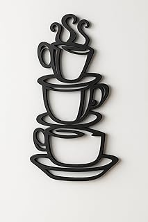 Super Z Outlet Black Coffee Cup Silhouette Metal Wall Art for Home Decoration, Java Shops, Restaurants, Gifts