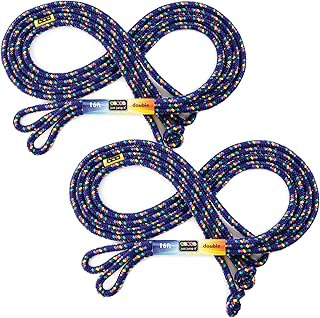 Just Jump It 16' Foot Jump Rope 2 Pack - Long Jump Ropes for Double Dutch - Outdoor Jump Ropes for Kids and Adults to Play Family Games & Exercise