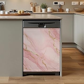 Marble Pink Dishwasher Magnet Cover,Front Dishwasher Cover Decoration Reusable Decorative Magnetic Cover for Home Kitcen Appliance 23x26 Inch