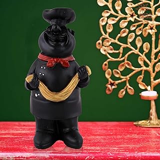 Trendy Pavilion Resin Cute Chef Showpiece Miniature Statue for Kitchen Decoration Figurine for Home Decor, Dining Room, Living Room, Bedroom, Office, Gift (Black)