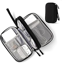 Travel Electronic Organizer Pouch Bag, 3 Compartments Portable Electronic Phone Accessories Storage Multifunctional Case for Cable, Cord, Charger, Hard Drive, Earphone(Black)