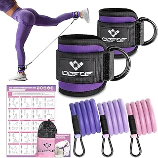 Ankle Resistance Bands with Cuffs, Ankle Bands for Working Out, Kickbacks Hip, Leg Glute Exercise Equipment with Training Poster, Resistance Workout Equipment for Women