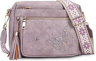 Crossbody Bags for Women Trendy Leather Crossbody Purse Shoulder Handbags Butterfly Design