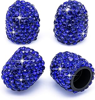 4PCS Bling Crystal Diamond Tire Stem Valve Caps, Dustproof Car Wheel Tire Valve Caps Universal Tire Valve Stem Covers for Cars, SUV, Trucks, Bikes, Motorcycles, Bicycles (Blue)