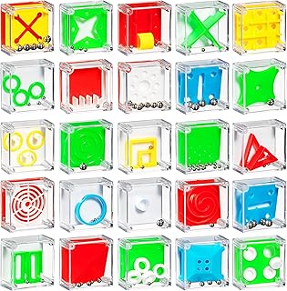 Bedwina Mini Cube Puzzle Box Set - Pack of 24 Balance IQ Party Favor Games for Kids, Teens and Adults, 1.5 Inch 3D Brain Teaser Maze Ball Toy Puzzles, Mini Ball Game for Kids in Bulk