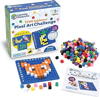 Learning Resources STEM Explorers Pixel Art Challenge - Science Kits & STEM Activities for Kids, Pattern Blocks, Fine Motor Skills, Math Manipulatives, Sorting and Counting, Gifts for Boys and Girls