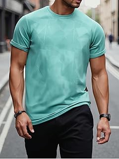 Men's Camouflage Short Sleeve Athletic Fit T-Shirt Quick Dry Moisture Wicking Performance Top for Running Training