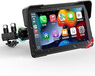 LAMTTO 7-Inch Wireless Motorcycle Carplay GPS Navigation System with Apple Carplay and Android Auto, Portable Moto Car Play Screen with Dual Bluetooth, Navigation, Siri, Google Assistant, Anti-Glare
