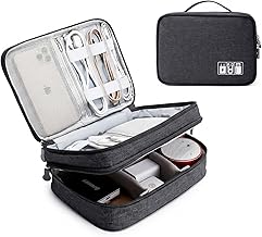 Lanola Travel Cable Organizer Bag, Electronic Accessories Case Portable Double Layer Cable Storage Bag for Cord,phone,Charger, Flash Drive, Phone, SD Card,Personal Items - (Black)
