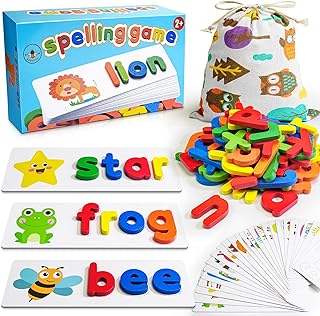 BEESTECH Alphabet ABC Learning Educational Toys for 3 4 5 Years Old Boys Girls, Wooden Puzzle Flash Cards Preschool Activity Letter Matching Games for Kids Toddlers