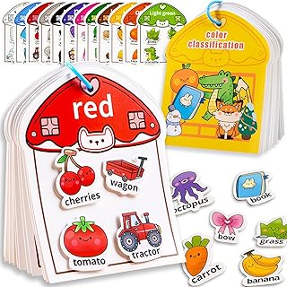Montessori Busy Book Color Sorting Toys for Toddlers 3-5, Autism Educational Toys Preschool Learning Activities for Kids, Sensory Fine Motor Matching Games for 3 Year Old Boys Girls Gifts