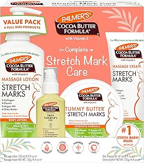 Palmer's Cocoa Butter Formula Pregnancy Skin Care Kit for Stretch Marks and Scars, Dermatologist Approved, Gift for Mom to Be, 4 Piece Full Size Set