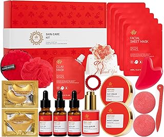 23 Pcs Mother's Day Gift, Rose Facial Skin Care Gifts Set for Women, Bath and Body Gifts Basket, Spa & Self-Care Kit, Sheet Mask, Present, Birthday, Christmas, Anniversary, Bridal Shower, Wife, Mom