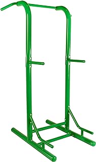 Stamina Pull Up Bar Tower & Dip Station, Free Standing Outdoor Home Gym Equipment, Green - Adjustable and Portable Workout Stand for Calisthenics Body Weight Training