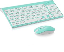 cimetech Wireless Keyboard and Mouse Combo, Compact Full Size Wireless Keyboard and Mouse Set 2.4G Ultra-Thin Sleek Design for Windows, Computer, Desktop, PC, Notebook, Laptop - Blue