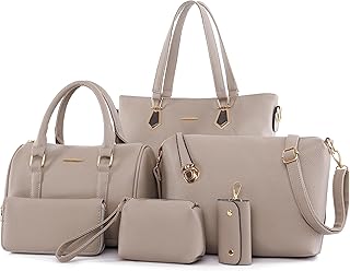 Purses and Handbags for Women Synthetic Leather Tote Crossbody Bags Satchel Purses Set 6pcs