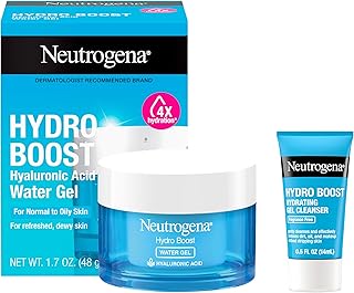 Neutrogena Hydro Boost Water Gel, Hyaluronic Acid Facial Moisturizer for Normal to Oily Skin, Hydrating Face Moisturizer, 1.7 fl. oz + Trial Size Hydro Boost Facial Cleanser, 0.5 fl. oz