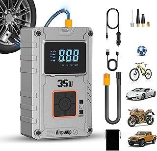 Tire Inflator, 150 PSI Air Compressor with 6000mAh Battery, Car Tire Pump, Air Pump for Car Tires, Bike Inflator, Car Accessories for Cars, Motorcycles & Bikes