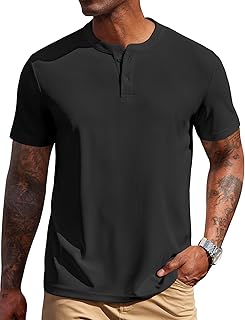 Men's Henley Shirts Short Sleeve Texture Casual Button Henley Summer Classic Basic Tee Shirts