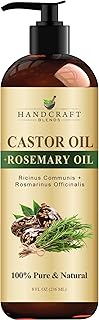 Handcraft Blends Castor Oil with Rosemary Oil 8 Fl Oz | 100% Pure and Natural | Premium Grade Carrier Oil | Hair, Eyelashes and Eyebrows | Hair and Body