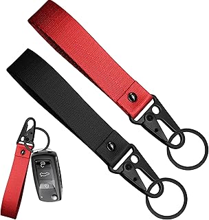 2Pcs Motorcycle Accessories - Fabric Keychain, Black and Red, Anti-Lost Lanyard Key Chains