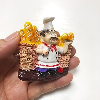 Miniature Chef Figurine with Pancake Stack, Kitchen Decor Collectible, White Uniform, Ceramic, Hand-Painted