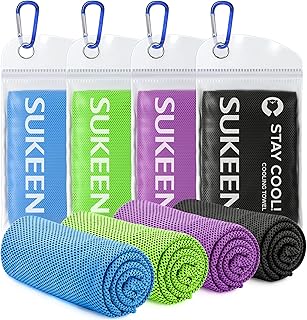 Sukeen 4 Pack Cooling Towels (40"x12"), Cooling Neck Wraps, Ice Towel, Soft Breathable Chilly Towel,Microfiber Towel for Yoga,Sport,Running,Gym,Workout,Camping,Fitness,Workout & More Activities
