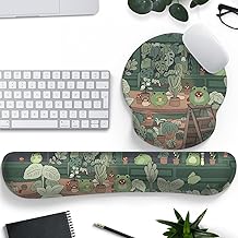 Cute Frog Mouse Pad with Wrist Rest Kawaii Green Decor Pain Relief Mat, Ergonomic Mouse Pad for Desk Computer Keyboard Laptop, Desk Decor Office Accessories for Girl Wrist Rest for Computer Keyboard.