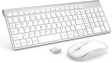 Wireless Keyboard Mouse, JOYACCES 2.4G Compact and Ultra Slim Wireless Keyboard and Mouse for Windows, Computer, Desktop, PC, Laptop-Sliver