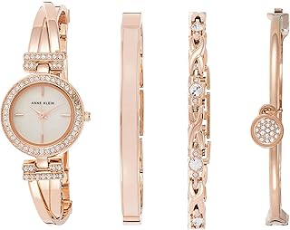 Women's Premium Crystal Accented Bangle Watch and Bracelet Set, AK/2238
