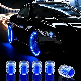 20 Pcs Glow in The Dark Tire Valve Caps Fluorescent Tire Valve Stem Caps, Cool Car Present for Universal Decoration Accessories for Car SUV Bicycle Motorcycles Trucks (Blue)